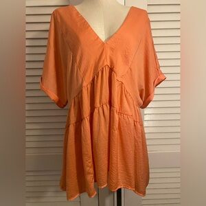 NWT- Entro Tangerine V-Neck Tunic Top- Size 1X